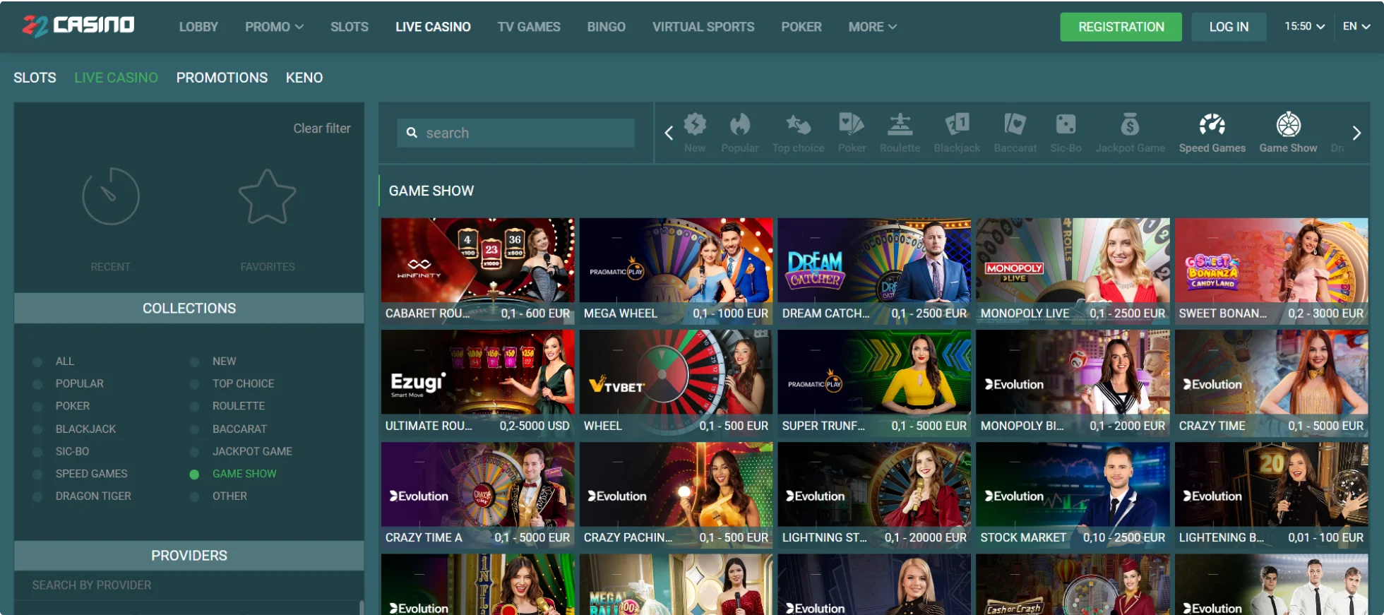 22Casino webové stránky