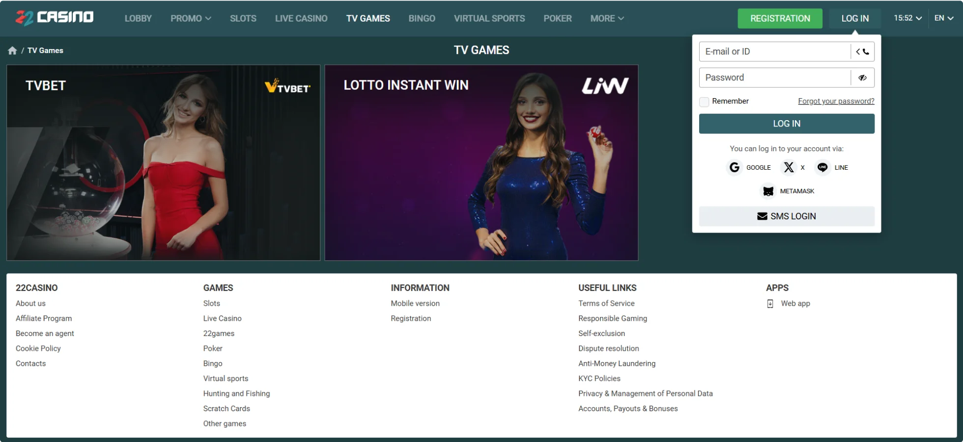 22Casino kasino platforma